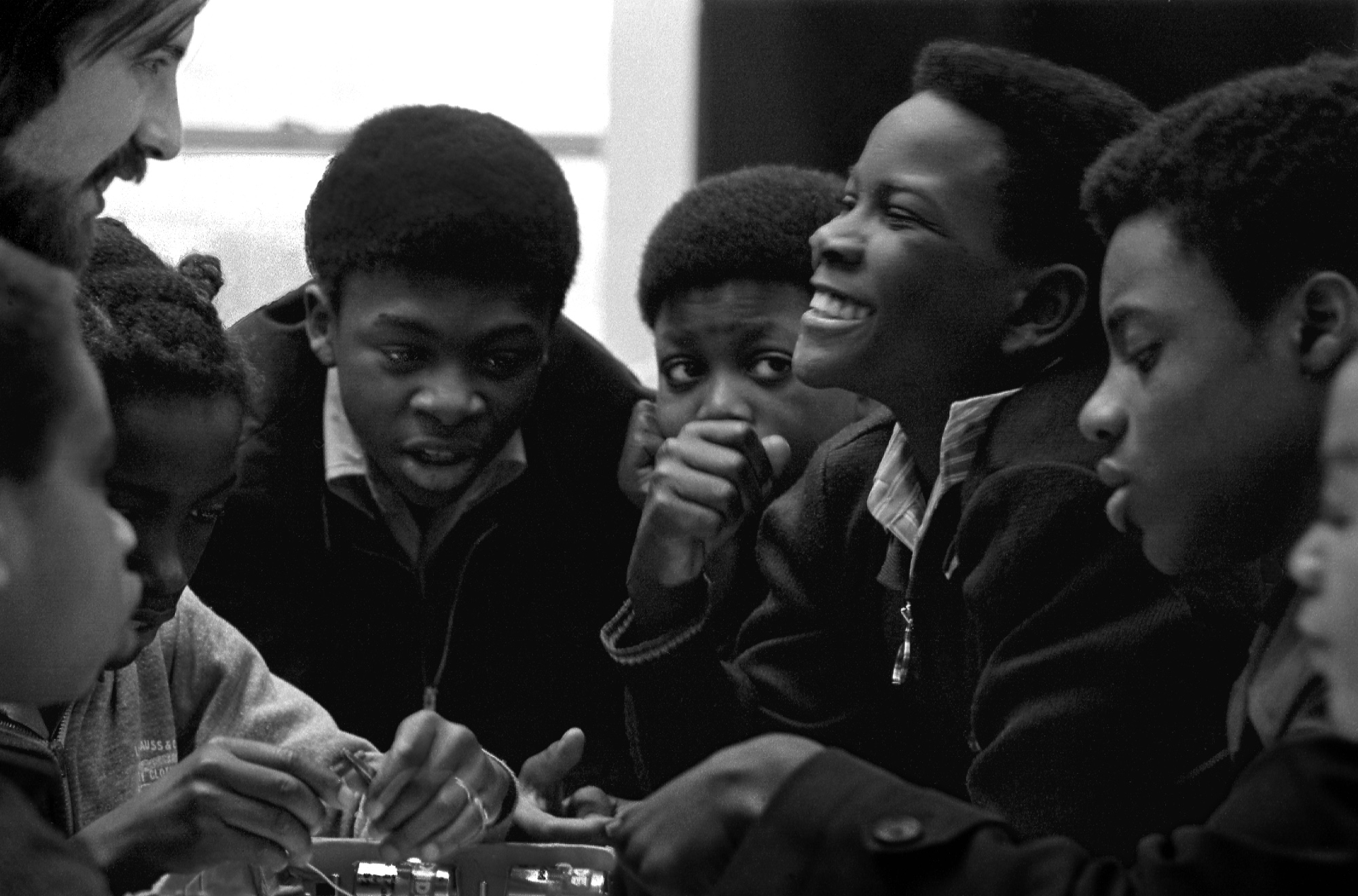9. Excited pupils in science class, Willesden, 1976
