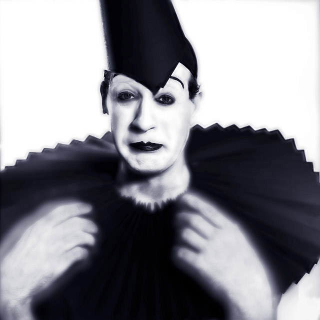15. David Glass, mime artist, director, writer, as his clown